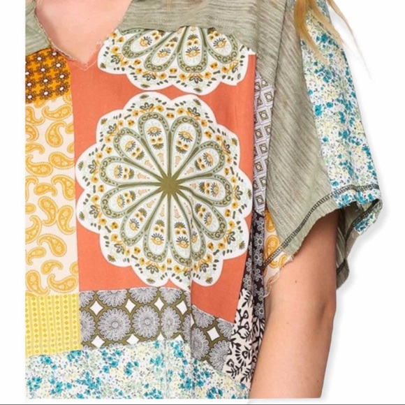 CUTE BOHO STYLE LOOSE FIT TOP SAGE - Picture 5 of 6